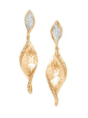 John Hardy 14k Gold Diamond Drop Earrings