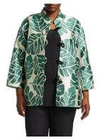 Caroline Rose Plus Palm Jacquard Silk Jacket