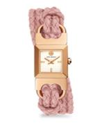Tory Burch Double T-link Rose Gold-tone & Blush Pink Leather Watch