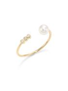 Zoe Chicco Diamond & 4mm Freshwater Pearl Open Ring