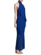 Laundry By Shelli Segal Asymmetrical Popover Halter Gown