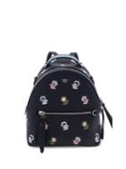 Fendi Floral-embroidered Leather Backpack