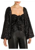 Attico Knot Front Sequin Statement Sleeve Top