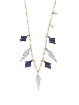 Meira T Diamond, Blue Sapphire & 14k Yellow Gold Necklace