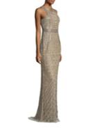 Theia Beaded Scoopback Gown