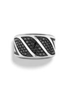 David Yurman The Graphic Cable Black Diamond & Sterling Silver Band Ring