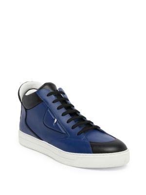 Fendi Bugs Mid-top Leather Sneakers