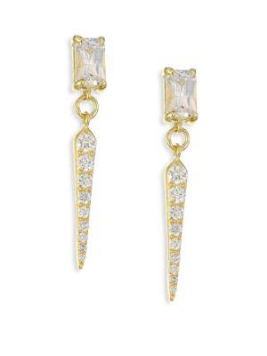 Ila Ellis Diamond, White Sapphire & 14k Yellow Gold Drop Earrings