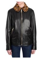 Dolce & Gabbana Leopard-print Collar Leather Jacket