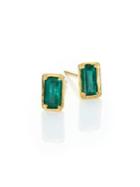 Ila Leone Emerald & 14k Yellow Gold Stud Earrings