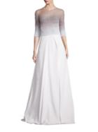 Pamella Roland Ombre Embellished A-line Gown