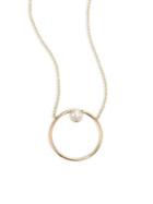 Zoe Chicco 4mm White Freshwater Cultured Pearl And 14k Yellow Gold Circle Necklace/16