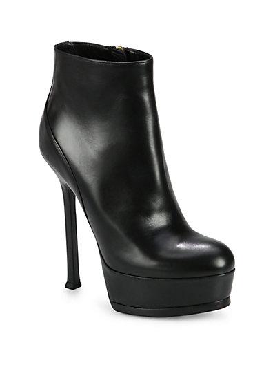 Saint Laurent Tribute Leather Platform Ankle Boots