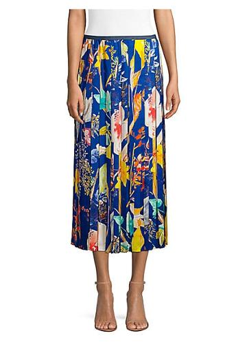Agnona Pleated Floral Midi Skirt