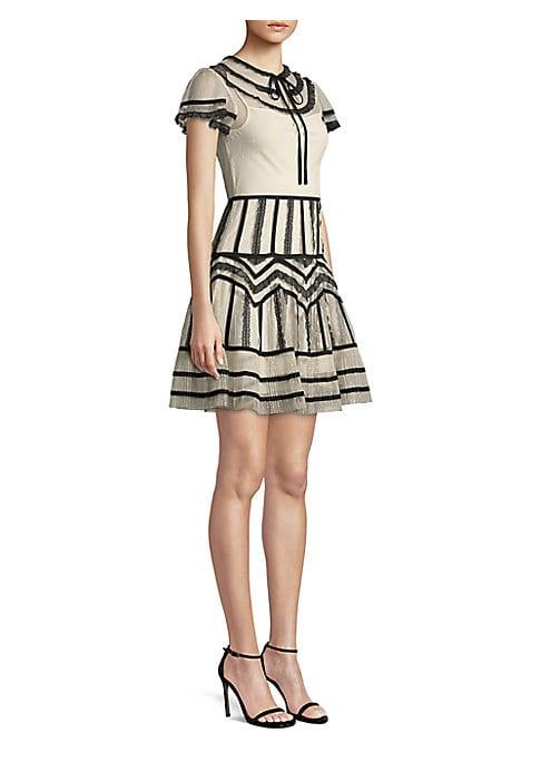 Redvalentino Point D Esprit Georgette Tubulars And Lace Ribbons Dress