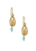 Chan Luu Cowry Shell & Turquoise Drop 18k Goldplated Sterling Silver Earrings
