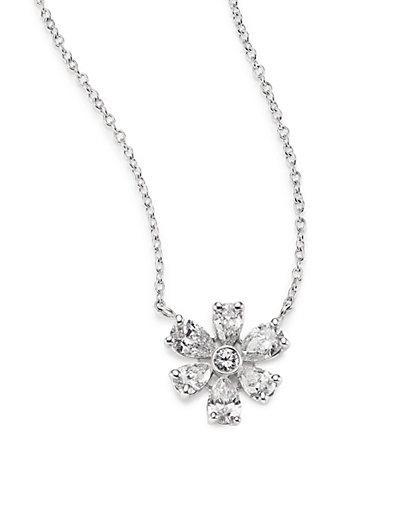 Kwiat Elements Diamond & 18k White Gold Flower Pendant Necklace