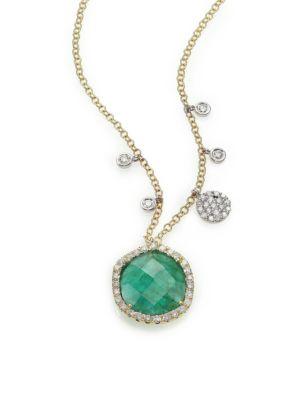 Meira T Emerald, Diamond & 14k Yellow Gold Pendant Necklace