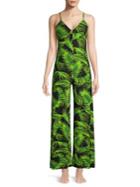 Norma Kamali Wide-leg Palm Leaf Jumpsuit
