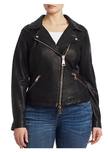 Ashley Graham X Marina Rinaldi Ebanista Leather Biker Jacket