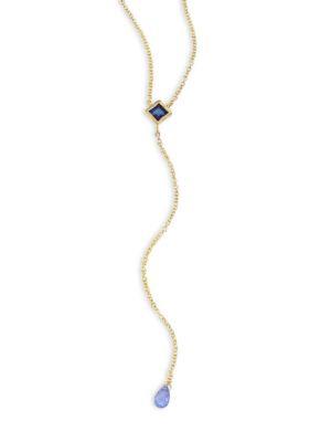 Ila Ariel Blue Sapphire & 14k Yellow Gold Lariat Necklace