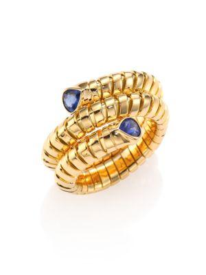 Marina B Trisola Sapphire & 18k Yellow Gold Coil Ring