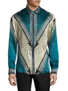 Versace Collection Printed Long-sleeve Silk Casual Button-down Shirt