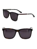 Gucci 56mm Web Detailed Square Sunglasses