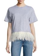Opening Ceremony Feather-trim Cropped Cotton Tee