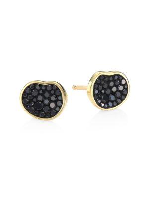 Pleve Petite Black Diamond Pebble Stud Earrings