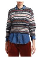 Brunello Cucinelli Mohair Stripe Crop Sweater