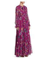 Borgo De Nor Anna Floral Long-sleeve Silk Maxi Dress