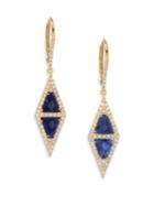 Meira T Pave Diamond, Blue Sapphire, Silver & 14k Yellow Gold Drop Earrings