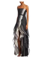 Halston Heritage Ombre Tiered Ruffled Evening Gown