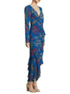 Etro Silk Floral Ruffle Keyhole-back Dress