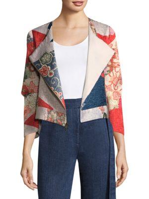 Josie Natori Cropped Floral Jacket