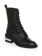 Nicholas Kirkwood Casati Pearl Leather Combat Boots