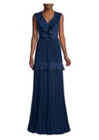 Aidan Mattox Pleated Tiered Gown