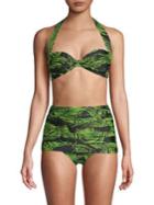Norma Kamali Bill Palm Leaf Bikini Top