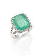 John Hardy Classic Chain Diamond, Emerald & Sterling Silver Ring