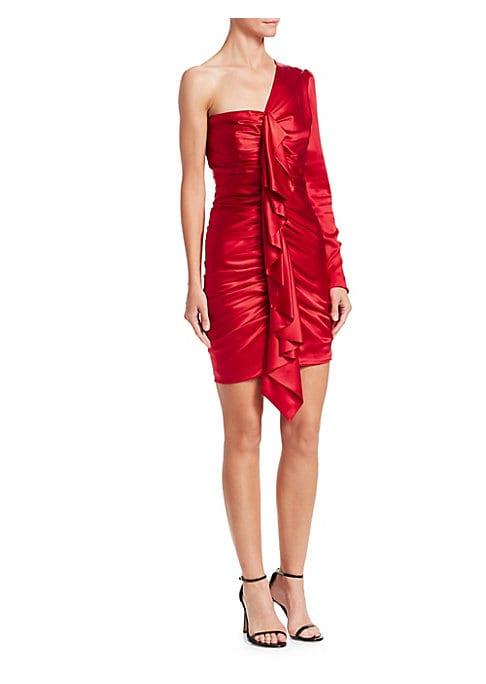 Alexandre Vauthier Silk One-shouldered Ruched Mini Dress