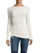Helmut Lang Side Tie Crepe Rib-knit Pullover