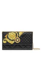 Versace Barocco Print Quilted Leather Chain Wallet
