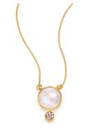 Shana Gulati Ophelia Moonstone & Sliced Raw Diamond Pendant 18k Yellow Goldplated Necklace