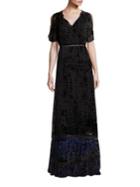 Elie Tahari Charlize Velvet Burnout Maxi Dress