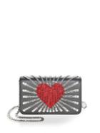 Les Petits Joueurs Ginny Heart Leather Clutch
