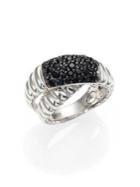 John Hardy Bedeg Black Sapphire & Sterling Silver Crossover Ring