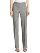 Akris Punto Faux Leather-piped Glen Plaid Wool Trousers