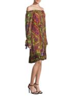 Etro Psych Paisley Off-the-shoulder Dress