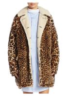 R13 Leopard Print Faux Fur Hunting Coat